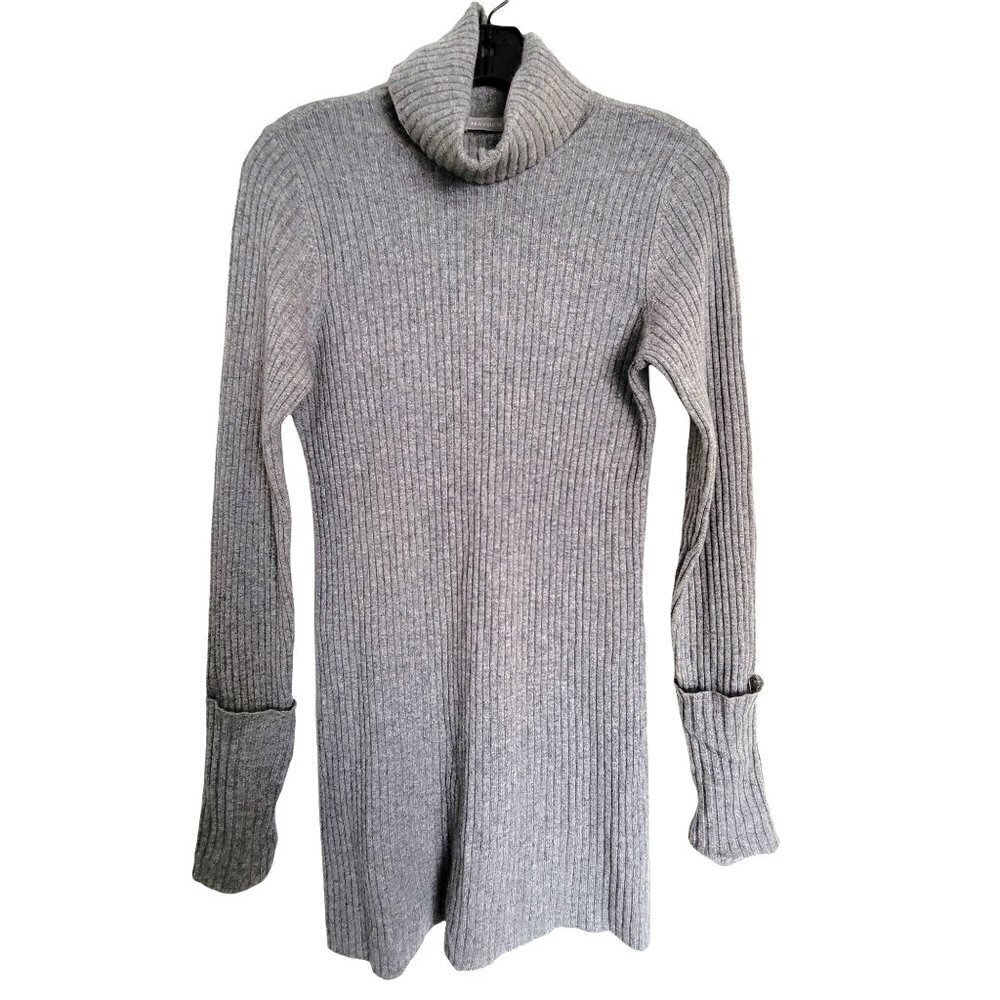 Hayden Gray Turtleneck Ripped Rolled Long Sleeve Tunic Sweater Dress Size Small